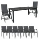 Stern Gartenmöbel Set 6x New Top anthrazit karbon und 2 Klappsessel mit Penta Ausziehtisch 160 (210) Slate