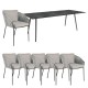 Stern Gartenmöbel Set 6x Cliff Sessel anthrazit salt mit Interno Tisch rundrohr 220 cm