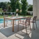 Stern Gartenmöbel-Set 5-teilig Tisch Teak Dekton mit 4 Joris  Stühlen Alu Terra mit Textilenbezug Kordel Terra