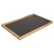 Stern Tablett 60x40 cm durchgängiger Rahmen Teak mit Einlegeplatte Dekton Lava anthrazit
