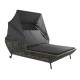 Stern Daybed Greta Aluminium anthrazit m. Kordel platin Dach/Auflage Outdoorstoff Dessin seidengrau