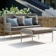 Stern GRETA Lounge-Sofa mit Hocker Aluminium champagner mit Kordel ecru inkl. Sitz- Rückenkissen rehbraun