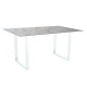 Stern Kufentisch 160x90 cm Aluminium weiß mit Tischplatte Silverstar 2.0 Dekor Metallic grau