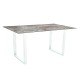 Stern Kufentisch 160x90 cm Aluminium weiß mit Tischplatte Silverstar 2.0 Dekor Tundra grau