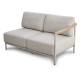 Stern Lounge-Sofa 2-Sitzer Francis Aluminium greige Gurt natur Teakarmlehne FSC®-zertifiziert links Kissenset 100% Polyacryl Ivory