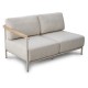 Stern Lounge-Sofa 2-Sitzer Francis Aluminium greige Gurt natur Teakarmlehne FSC®-zertifiziert rechts Kissenset 100% Polyacryl Ivory