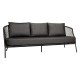 Stern Lounge-Sofa 3-Sitzer Odea Aluminium schwarz matt Kordel pepper Kissen Outdoorstoff seidenschwarz