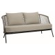 Stern Lounge-Sofa Odea 2-Sitzer Aluminium schwarz matt Kordel salt/Kissen Outdoorstoff cream