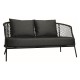 Stern Lounge-Sofa Odea 2-Sitzer Aluminium schwarz matt Kordel pepper/Kissen Outdoorstoff seidenschwarz