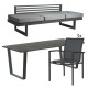 Stern Gartenmöbel-Set NEW HOLLY DINING mit Kufentisch 200x100cm Edelstahl beton dunkel und 3x Stapelsessel SKELBY