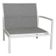 Stern SKELBY Lounge Seitenelement weiß mit Textilenbezug silber und Aluminiumarmlehne links
