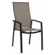 Stern Stapelsessel Kari hohe Rückenlehne Aluminium schwarz matt mit Bezug Textilen Leinen grau