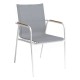 Stern Stapelsessel Vento Aluminium weiß Textilen silber/Teakarmlehnen