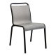 Stern Stapelstuhl Oskar Aluminium schwarz matt Textilen Leinen grau
