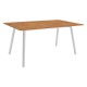 Stern Tisch 180x100cm Interno Rundrohr Edelstahl  Tischplatte Teak