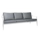 Stern Lounge-Sofa 3-Sitzer Vanda Aluminium weiß mit Kissen 100% Polyacryl Dessin seidengrau