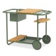 Zebra Somerset Trolley sage Alu pulverbeschichtet sage, bestehend aus Gestell, Teaktablett fest, Flaschenhalter, Getränkekühler (Eisfach), Teaktablett groß, Teaktablett klein, Alutablett groß