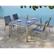 Komplettset Edelstahlgestell Opus,  Tischplatte beton und Gartenstühle One dark grey 