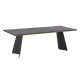 Zebra Tisch Ajax Stahl pulverbeschichtet graphite, verzinkt, Tischplatte HPL beton auf recyceltem Teak