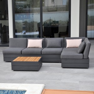 Lola Lounge Set 4-teilig Alu graphite pulverbeschichtet inkl. Tuva dark grey Kissen 