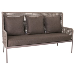 Stern GRETA Lounge-Sofa Aluminium champagner mit Synthetikfaser ecru inkl. Sitz- Rückenkissen rehbraun, 100% Polyacryl mit Reißverschluss