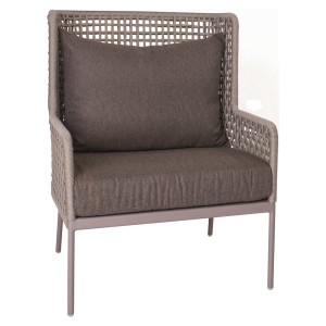 Stern GRETA Lounge-Sessel Aluminium champagner mit Synthetikfaser ecru inkl. Sitz- Rückenkissen rehbraun, 100% Polyacryl mit Reißverschluss