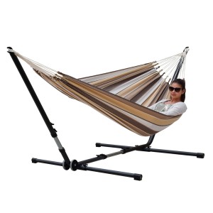 Hängemattenset Universal anthrazit Metallgestell mit XL Jamaica cappuccino Tuchhängematte