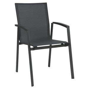 Stern NEW TOP Stapelsessel Aluminium anthrazit mit Textilenbezug karbon und Aluminiumarmlehnen anthrazit