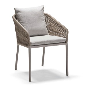 Stern Stapelsessel Jella Aluminium warmgrau Kordel warmgrau Kissenset 100% Polyacryl granitgrau