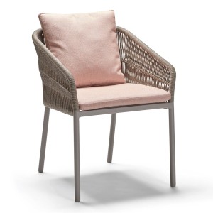 Stern Stapelsessel Jella Aluminium warmgrau Kordel warmgrau Kissenset 100% Polyacryl Lychee