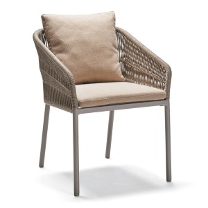 Stern Stapelsessel Jella Aluminium warmgrau Kordel warmgrau Kissenset 100% Polyacryl Muskat