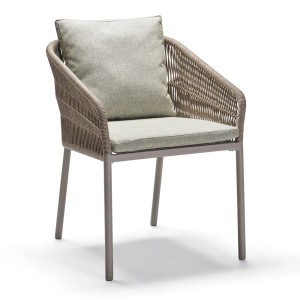 Stern Stapelsessel Jella Aluminium warmgrau Kordel warmgrau Kissenset 100% Polyacryl Salbei