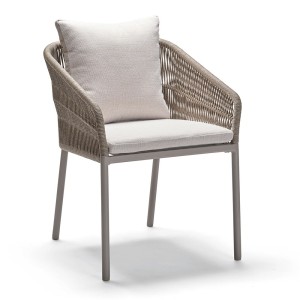 Stern Stapelsessel Jella Aluminium warmgrau Kordel warmgrau Kissenset 100% Polyacryl Vanilla