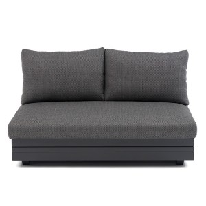 Zebra Cubo Neo Lounge 2-Sitzer Alu-Gestell, pulverbeschichtet graphite, inkl. wasserdichte Kissen sutton grey, Rücken einklappbar