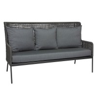 Stern GRETA Lounge-Sofa Aluminium anthrazit mit Kordel platin inkl. Sitz- und Rückenkissen seidengrau